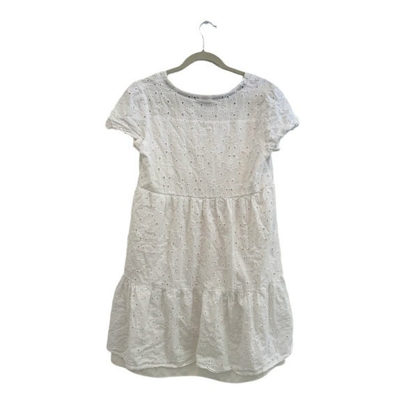 Knox Rose White Eyelet Tiered Mini Dress Women Short Sleeves Lined M Cottagecore - Picture 3 of 16